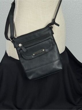 Stone Mountain Black Pebbled Leather Crossbody Bag - Classic Everyday Style